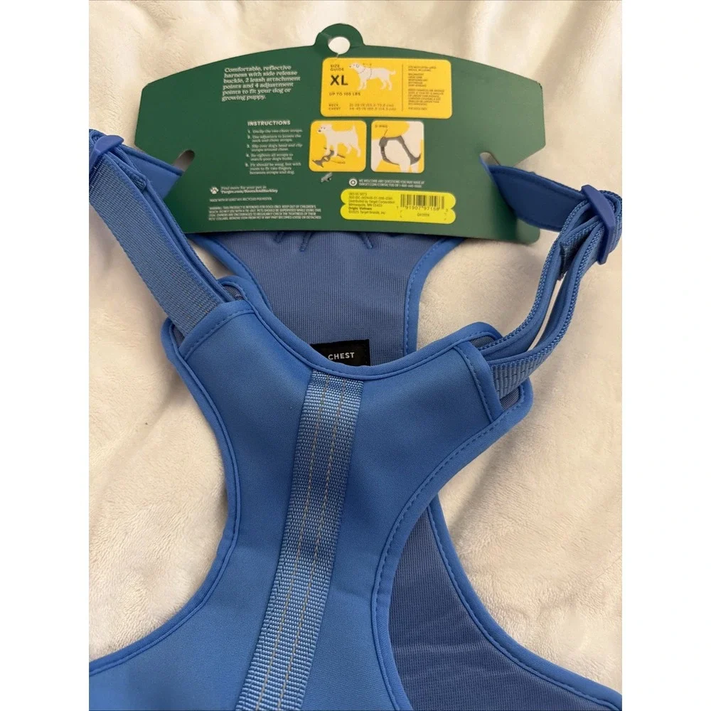 Boots & Barkley Reflective Adjustable Comfort Dog Harness - XL - Blue